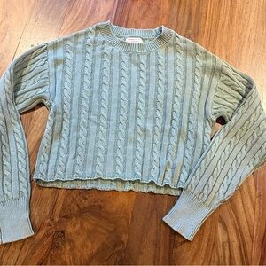 Cotton Cable Knit Sweater in Sage